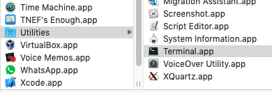 Mac terminal listing